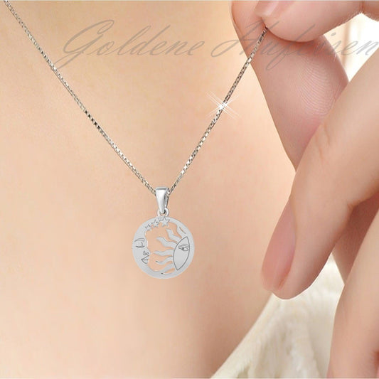 Himmlische Halskette mit Sonne Mond und Sternen aus 925 Silber Bild 2