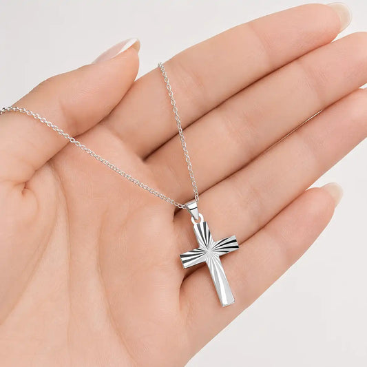 Kreuz Halskette aus 925 Silber mit diamantierter Oberfläche Bild 2