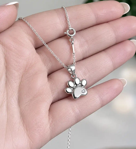 Pfote Anhänger mit Ankerkette aus echtem 925 Silber mit Stein auf hand bild 3