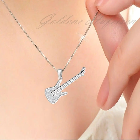 Silberkette mit E-Gitarre Anhänger aus 925 Silber für Musiker Bild 2