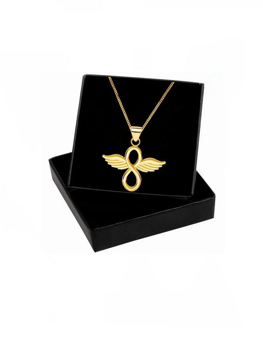 Vergoldete Unendlichkeit Kette mit Flügel aus echtem 925 Silber Bild 2
