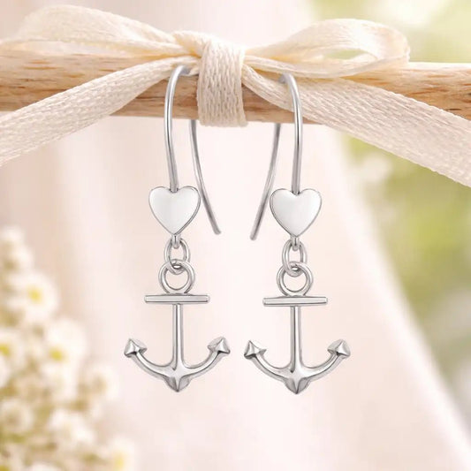 Anker Ohrhänger Silber 925 – maritime Ohrringe mit Herz Bild 2
