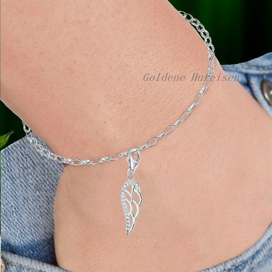 Charm Anhänger Engelsflügel Silber 925 mit Zirkonia Bild 2