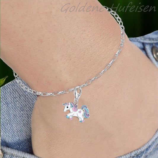 Charm Anhänger Kinder Einhorn 925 Silber Bunte Pferd Bild 2