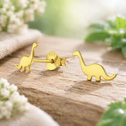 Dinosaurier Ohrstecker vergoldet 925 Silber - Dino Bild 2