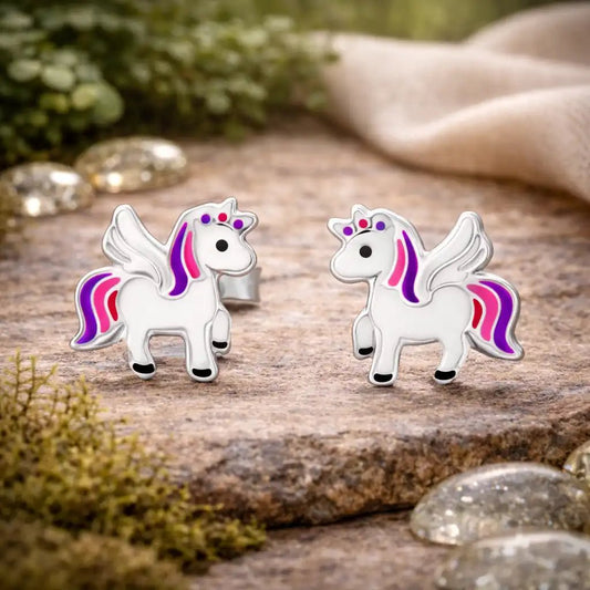 Einhorn Ohrstecker Kinder 925 Silber – Bunte Märchen Bild 2