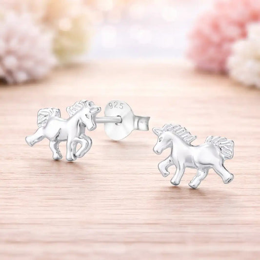 Einhorn Ohrstecker Silber 925 – Pferd Bild 2