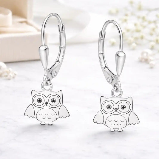 Eulen Ohrringe Kinder Silber 925 – Vogel Schmuck Bild 2
