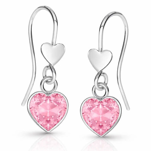 Herz Ohrringe Silber 925 – weiße funkelnde Ohrhänger Rosa Bild 2
