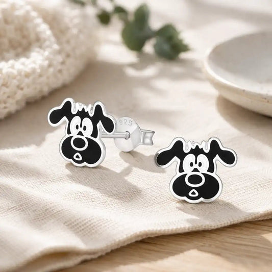 Hund Ohrstecker Kinder 925 Silber schwarz – Tier Bild 2