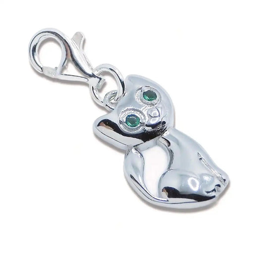 Katze Charm mit blau - grünen Augen für Armband Bild 2