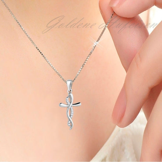 Kettenanhänger Kreuz Silber 925 Zirkonia Unendlichkeit Bild 2