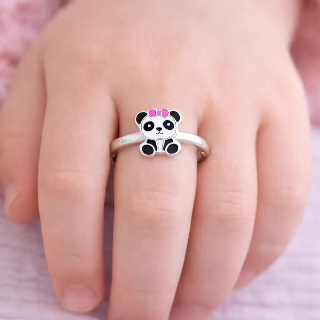 Panda Fingerring Kinder 925 Silber - Pandabär Ring Bild 2