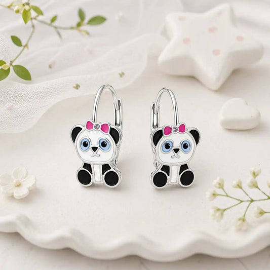 Panda Ohrhänger für Kinder 925 Silber im Tierdesign Bild 2
