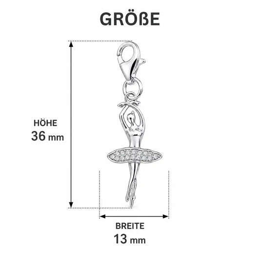 Tänzerin Charm Silber 925 mit Zirkonia - Ballett Schmuck Geschenk Bild 2