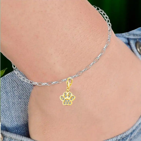 Pfote Charm Gold - Tierpfote mit Karabiner Bild 2