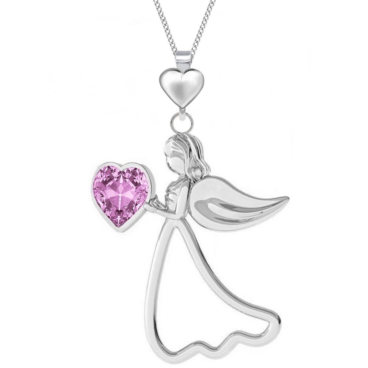 Silberkette Damen Engel Silber 925 mit Zirkonia Lila