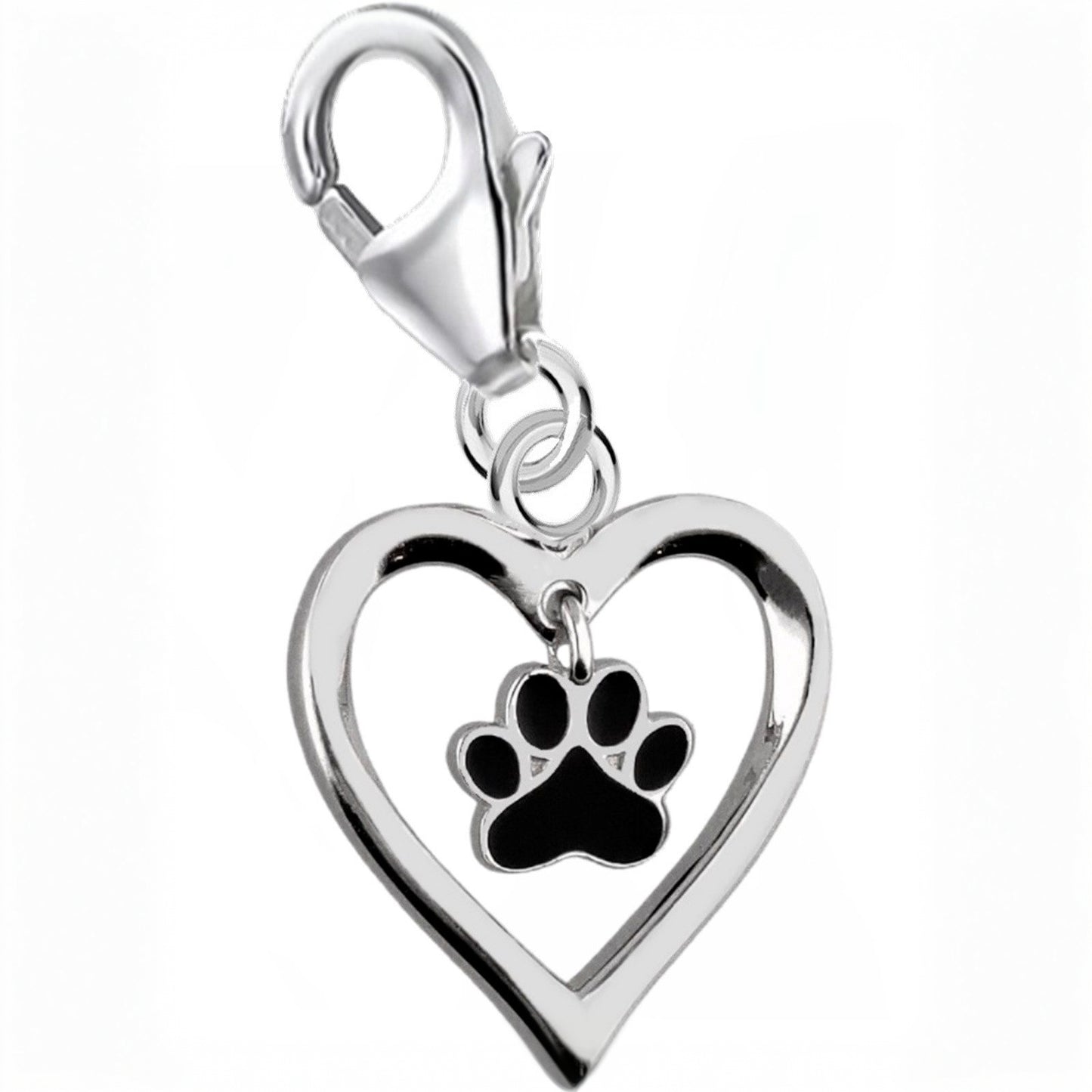 Herz Pfote Charm 925 Silber – Tier Anhänger Bild 1