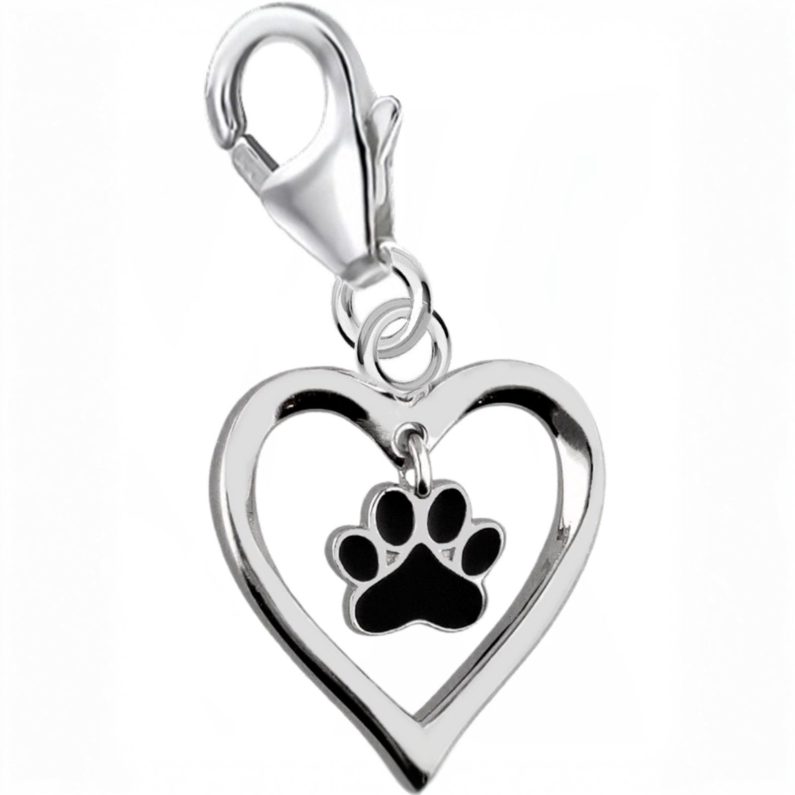 Herz Pfote Charm 925 Silber – Tier Anhänger Bild 1