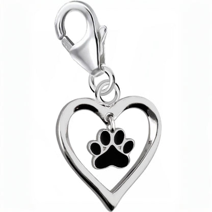 Herz Pfote Charm 925 Silber – Tier Anhänger Bild 1