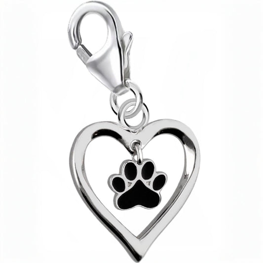 Herz Pfote Charm 925 Silber – Tier Anhänger Bild 1