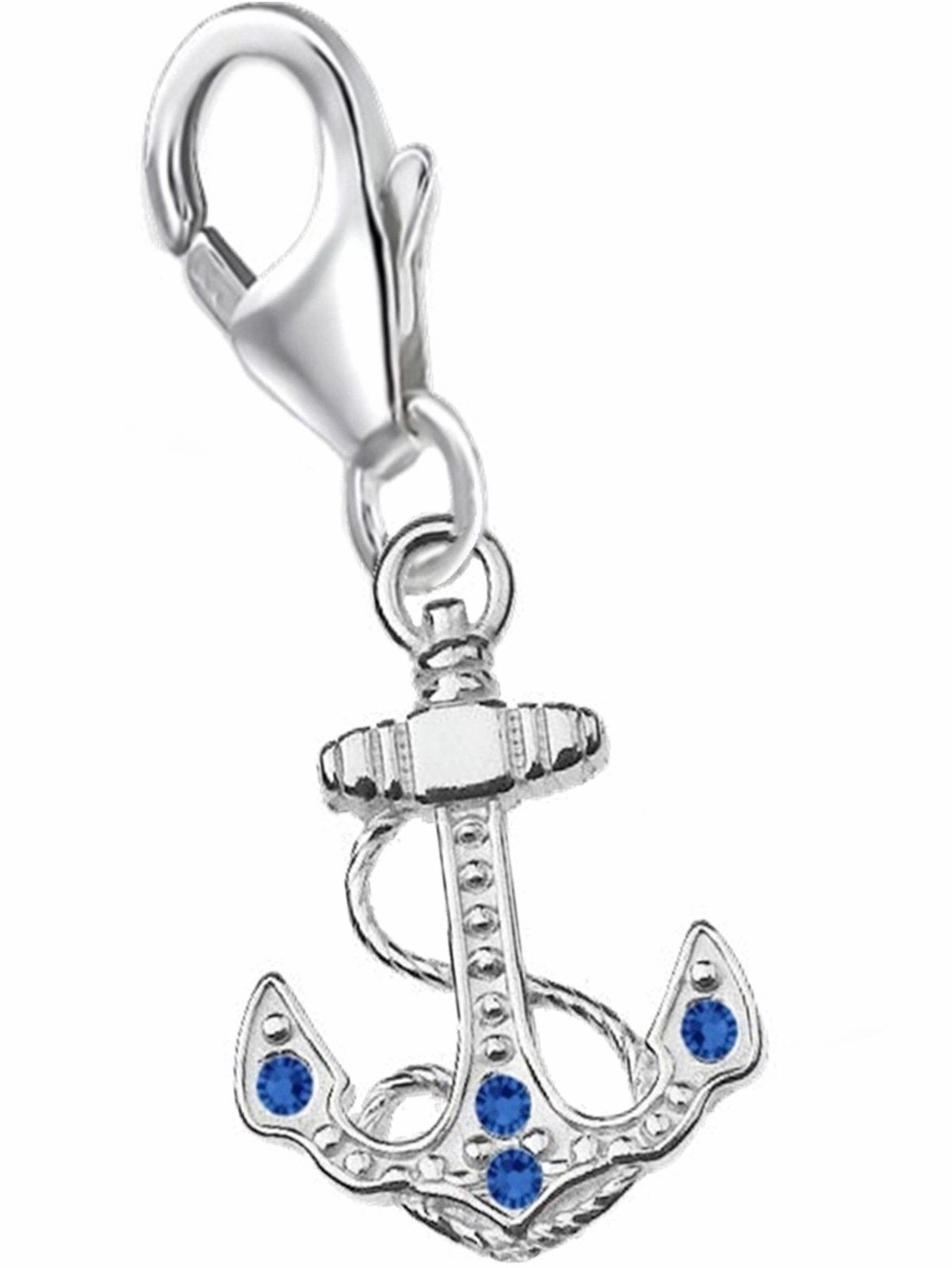 Anker Charm blau 925 Silber mit blauen Steine - Armband Anhänger Bild 1