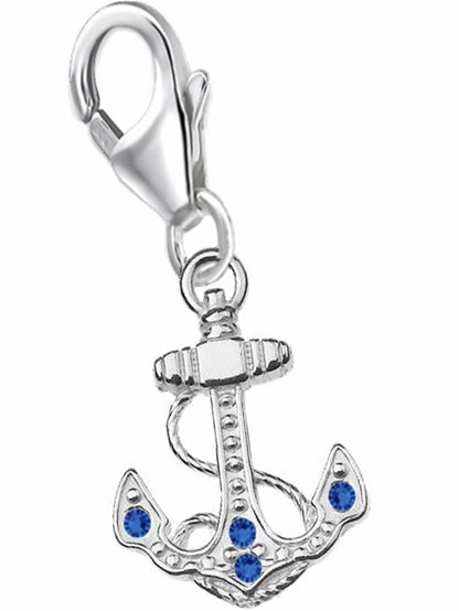 Anker Charm blau 925 Silber mit blauen Steine - Armband Anhänger Bild 1