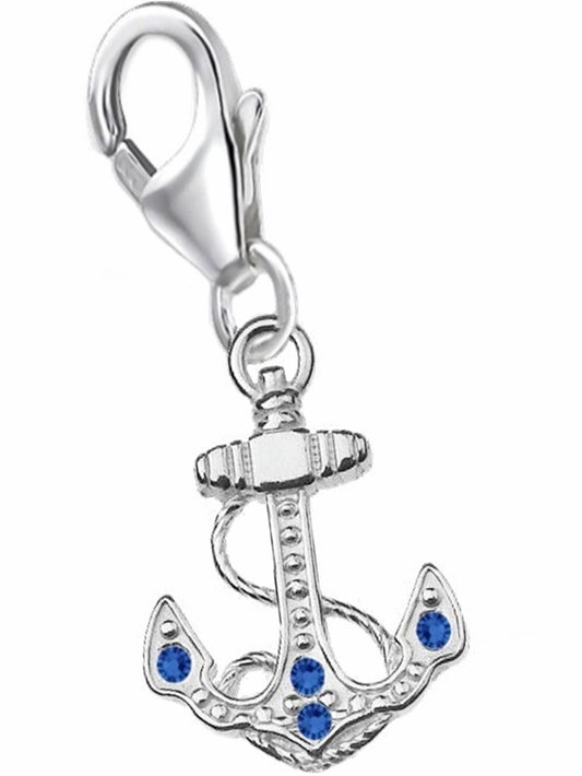 Anker Charm blau 925 Silber mit blauen Steine - Armband Anhänger Bild 1