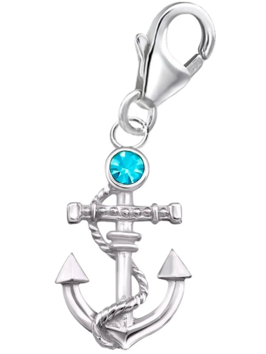 Anker Charm Silber 925 blau – Meer Schmuck modern Bild 1