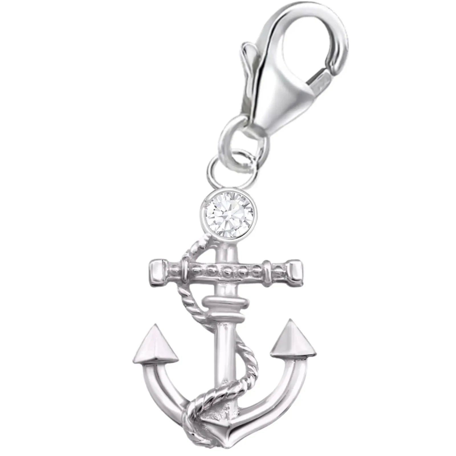 Anker Charm Silber 925 mit weißem Kristall - Marine Schmuck Bild 1
