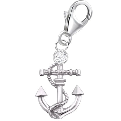 Anker Charm Silber 925 mit weißem Kristall - Marine Schmuck Bild 1