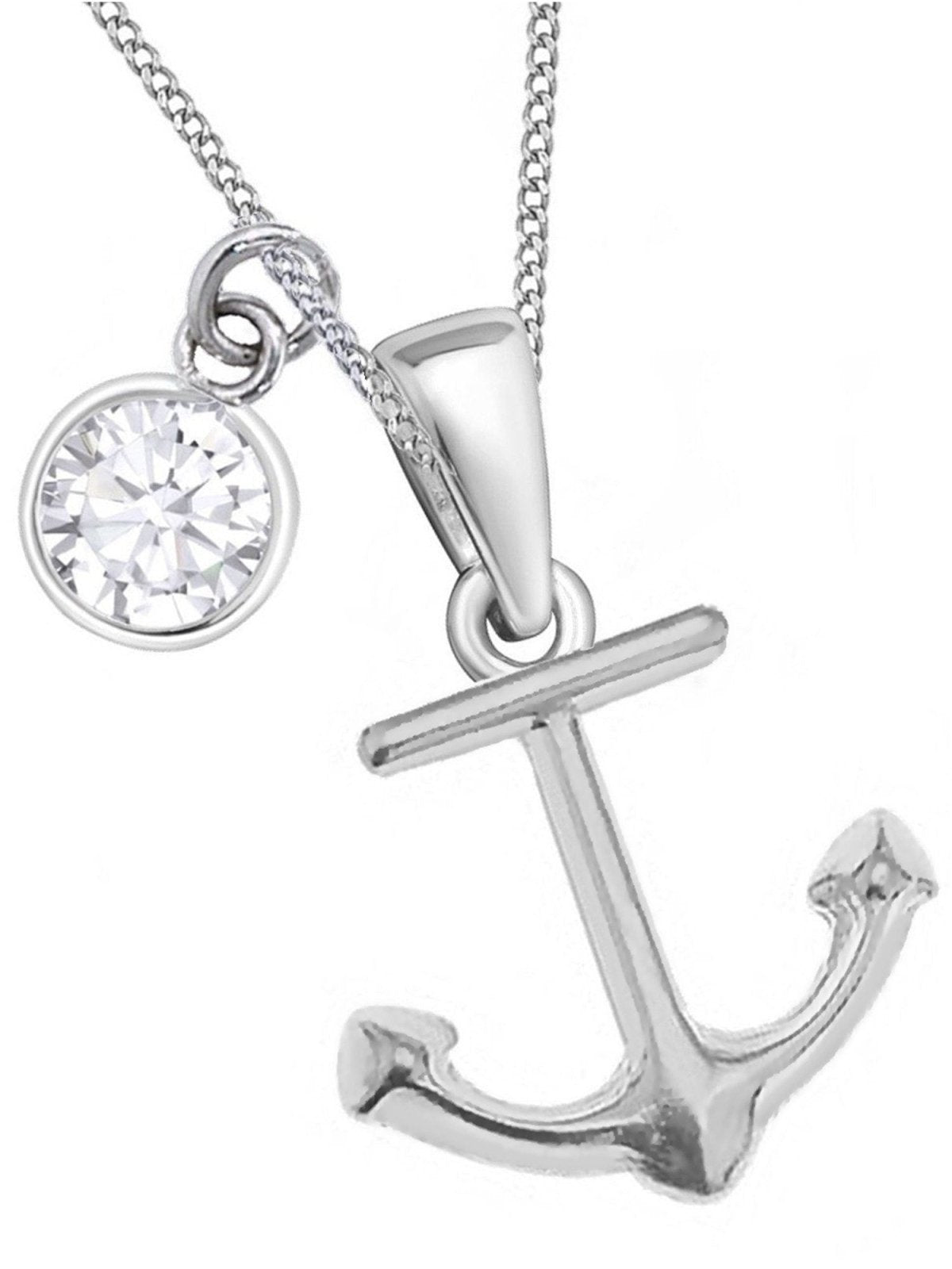 Anker Halskette 925 Silber mit weißem Zirkonia bild 1