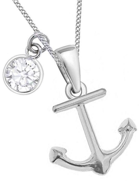 Anker Halskette 925 Silber mit weißem Zirkonia bild 1