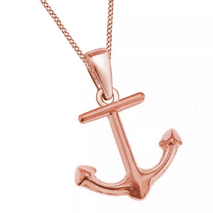 Anker Halskette mit Anhänger aus echtem 925 Silber rosegold