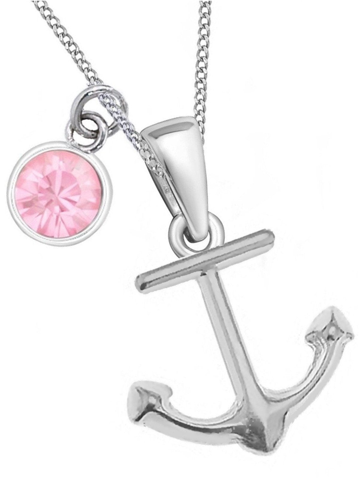 Anker Kinderkette mit rosa Zirkonia – 925 Silber 38 cm Bild 1
