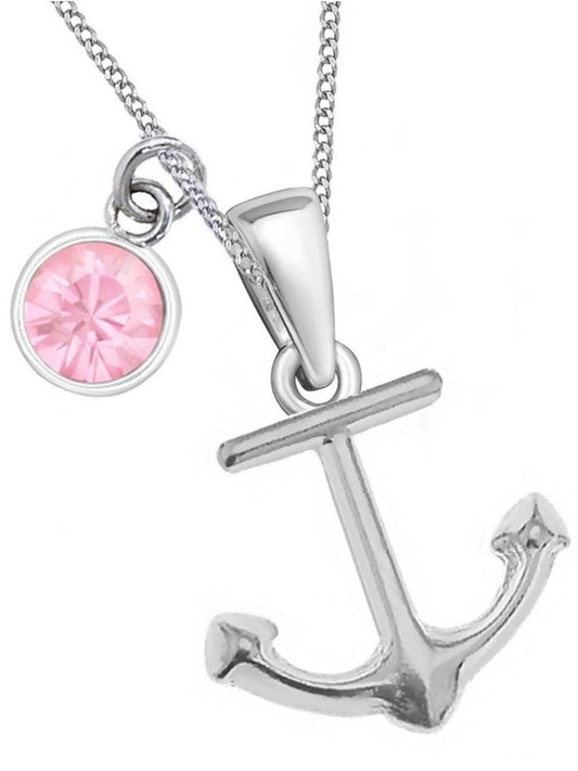 Anker Kinderkette mit rosa Zirkonia – 925 Silber 38 cm Bild 1