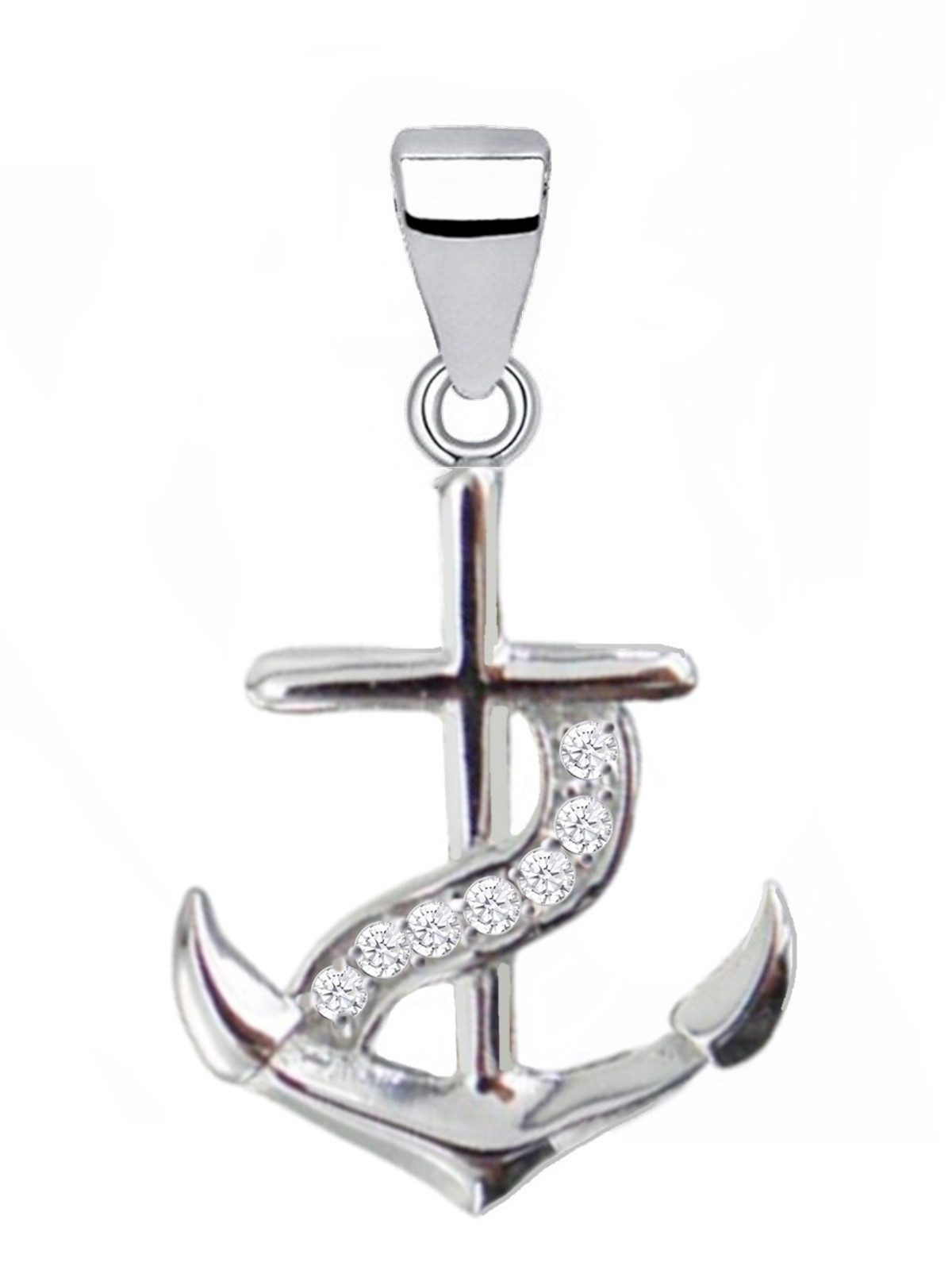 Anker Silberanhänger aus 925 Sterling Silber mit Steine Bild 1
