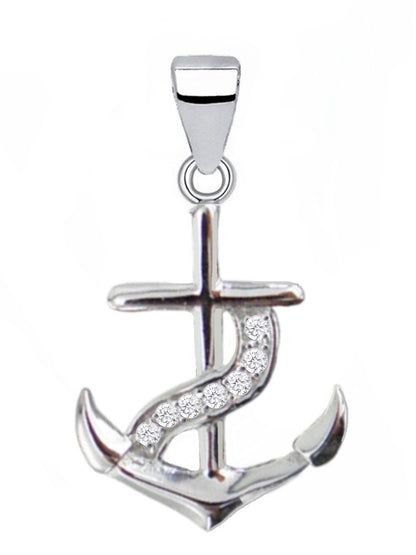 Anker Silberanhänger aus 925 Sterling Silber mit Steine Bild 1