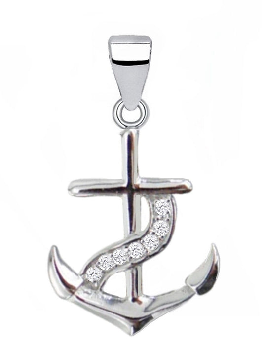 Anker Silberanhänger aus 925 Sterling Silber mit Steine Bild 1