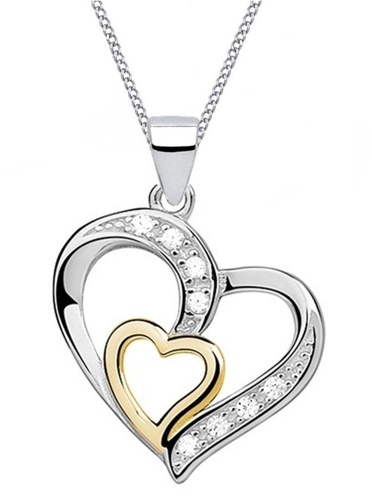 Bicolor Herz Kette aus 925 Sterling Silber Gold inkl. Geschenketui Bild 1