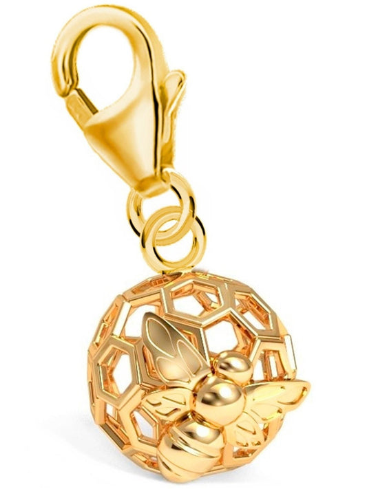 Biene Charm aus vergoldetem 925 Silber – Natur Schmuck Bild 1