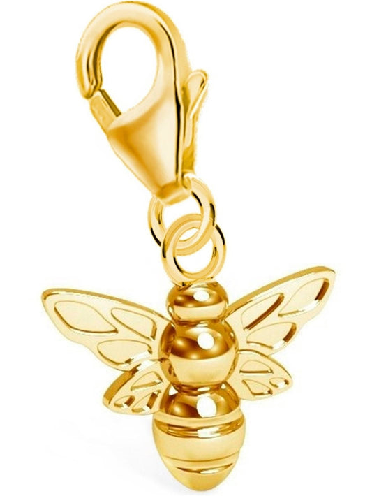 Biene Charm vergoldet 925 Silber – kleiner Naturschmuck Hummel Bild 1
