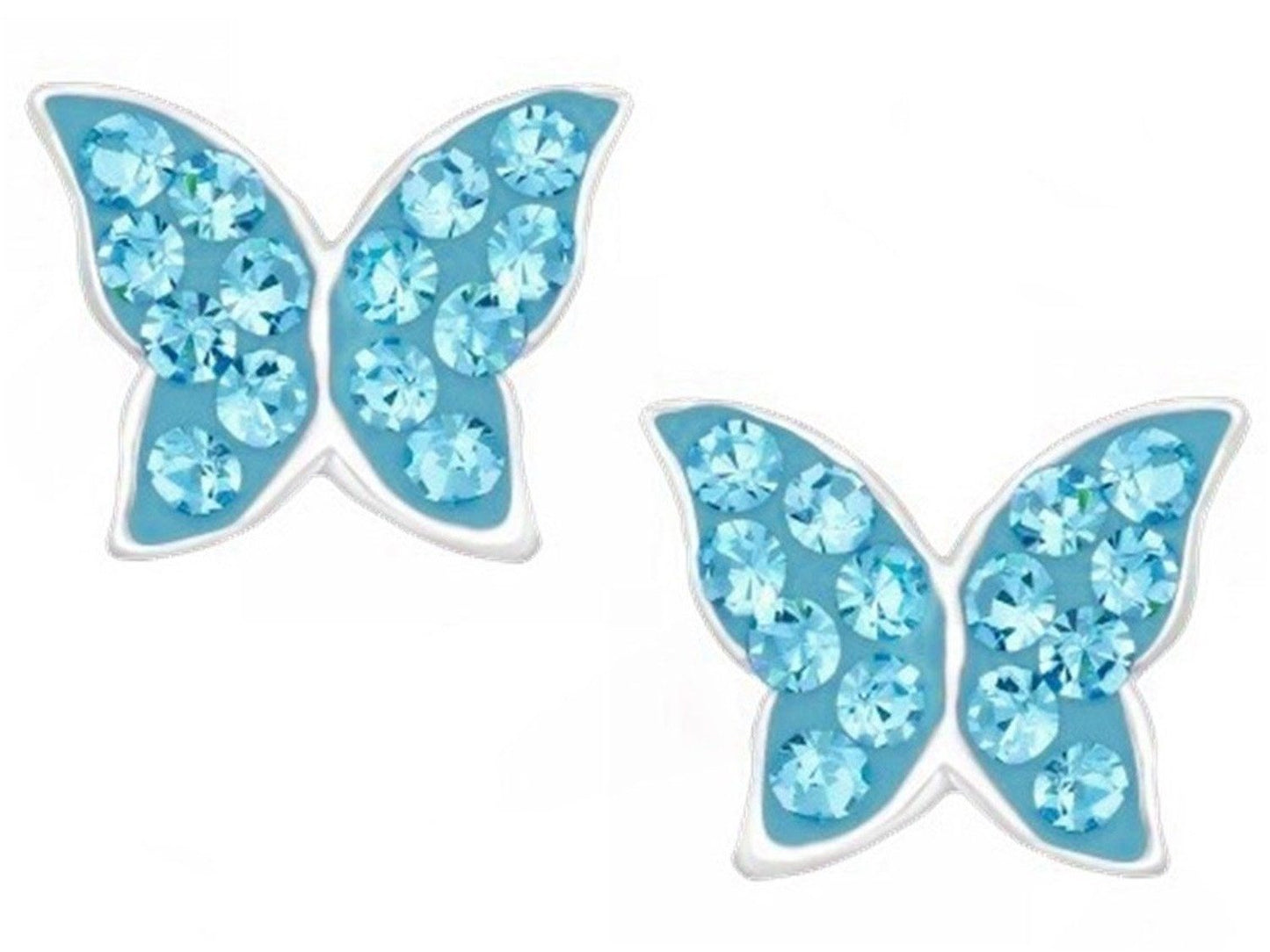 Blauer Schmetterling Ohrringe 925 Silber – Ohrstecker Mädchen Bild 1