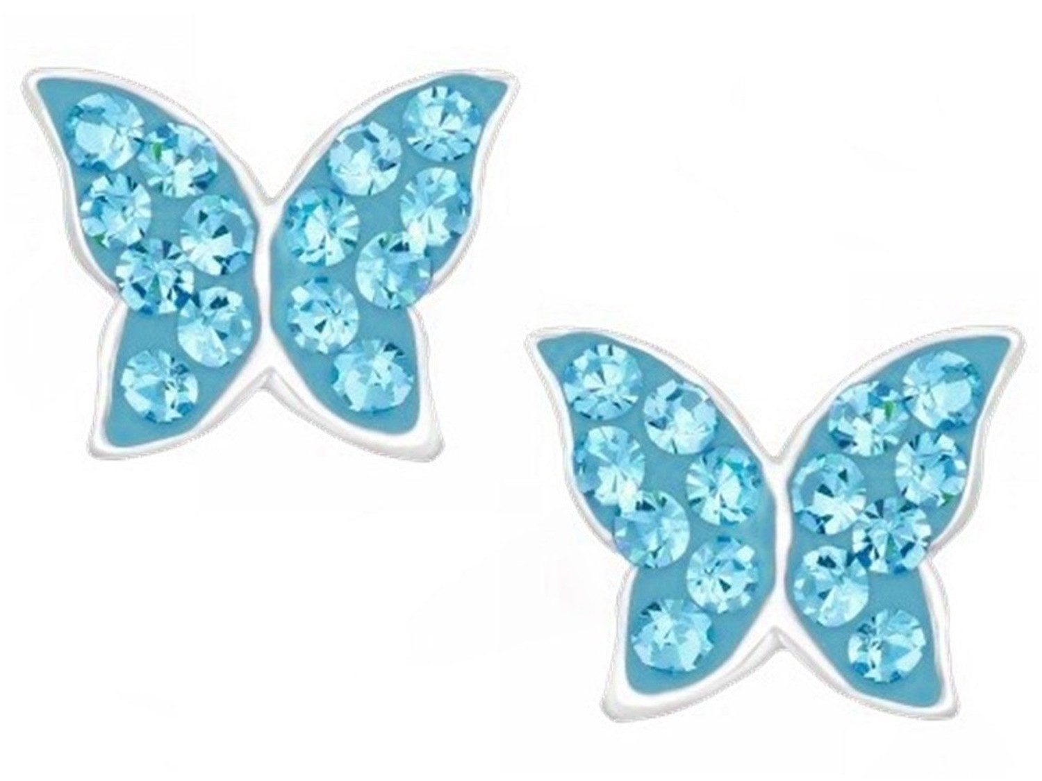 Blauer Schmetterling Ohrringe 925 Silber – Ohrstecker Mädchen Bild 1