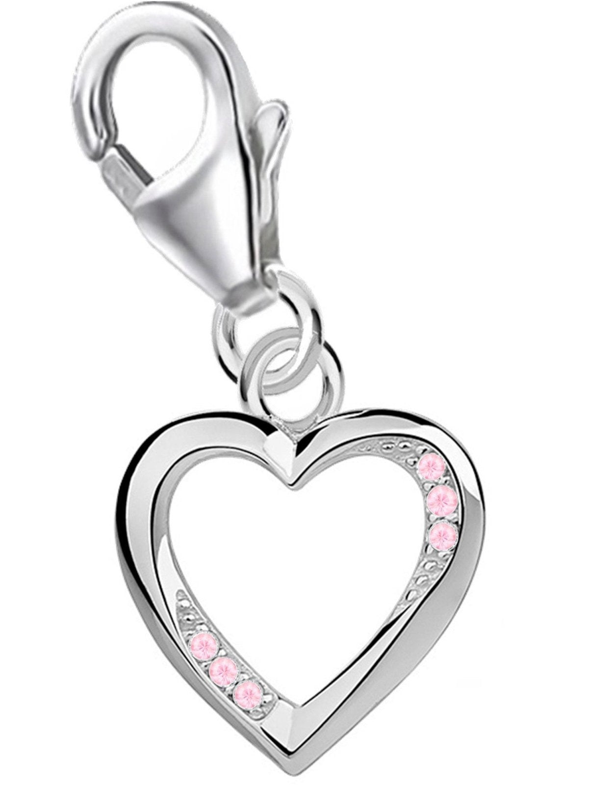 Charm Herz mit Rosa Zirkonia aus 925 Silber für Bettelarmband Bild 1