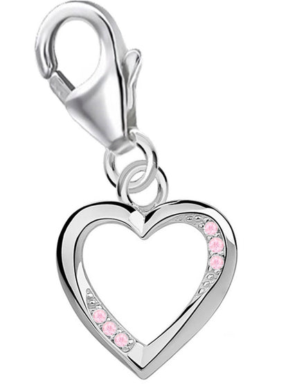 Charm Herz mit Rosa Zirkonia aus 925 Silber für Bettelarmband Bild 1