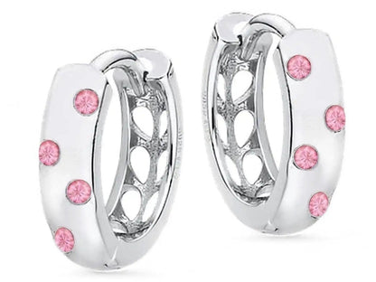 Creolen Mädchen 925 Silber – pinke Stein Ohrringe klein Bild 1
