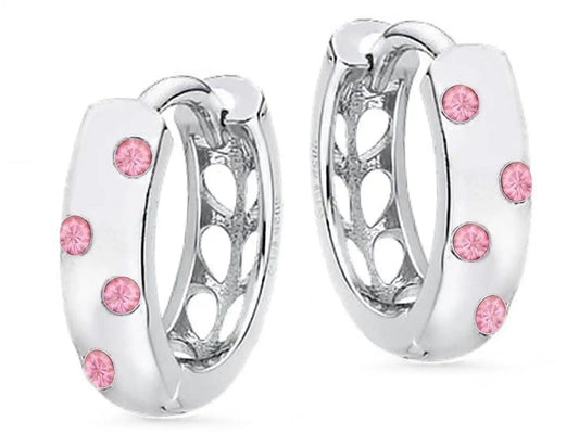 Creolen Mädchen 925 Silber – pinke Stein Ohrringe klein Bild 1