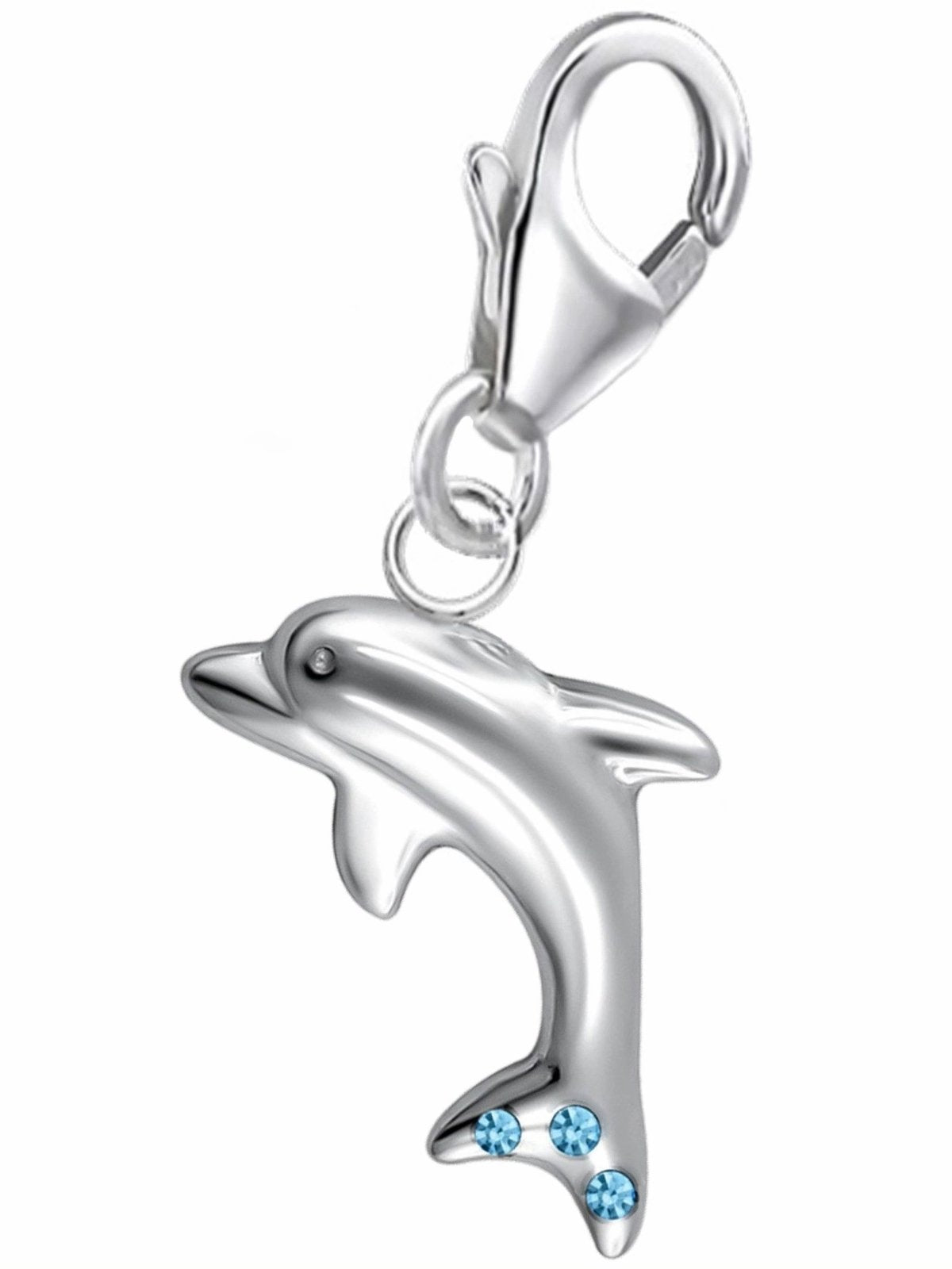 Delfin Charm 925 Silber mit blauen Zirkonia für Bettelarmband Bild 1
