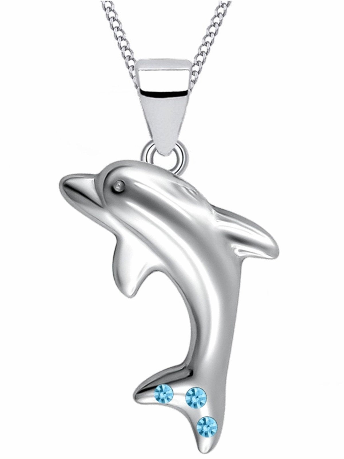 Delfin Halskette mit blauem Kristall Bild 1